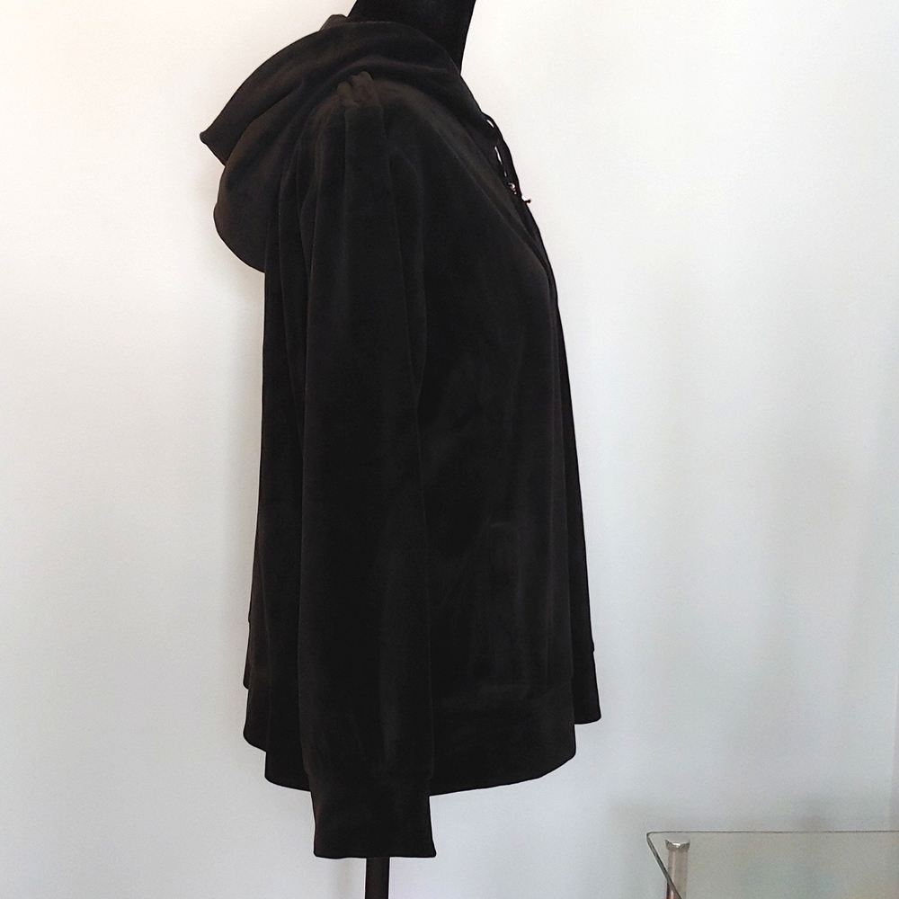 NWT Juicy Couture Black Velour Zip Front Hoodie Women's Size 2X - Picture 7 of 11